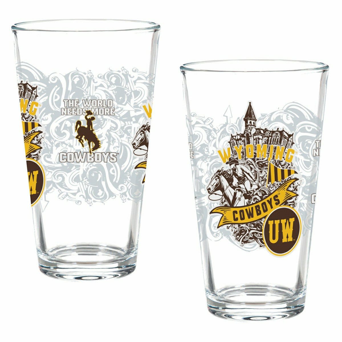 University of Wyoming 16oz Glass pint, Set of 2 - Home