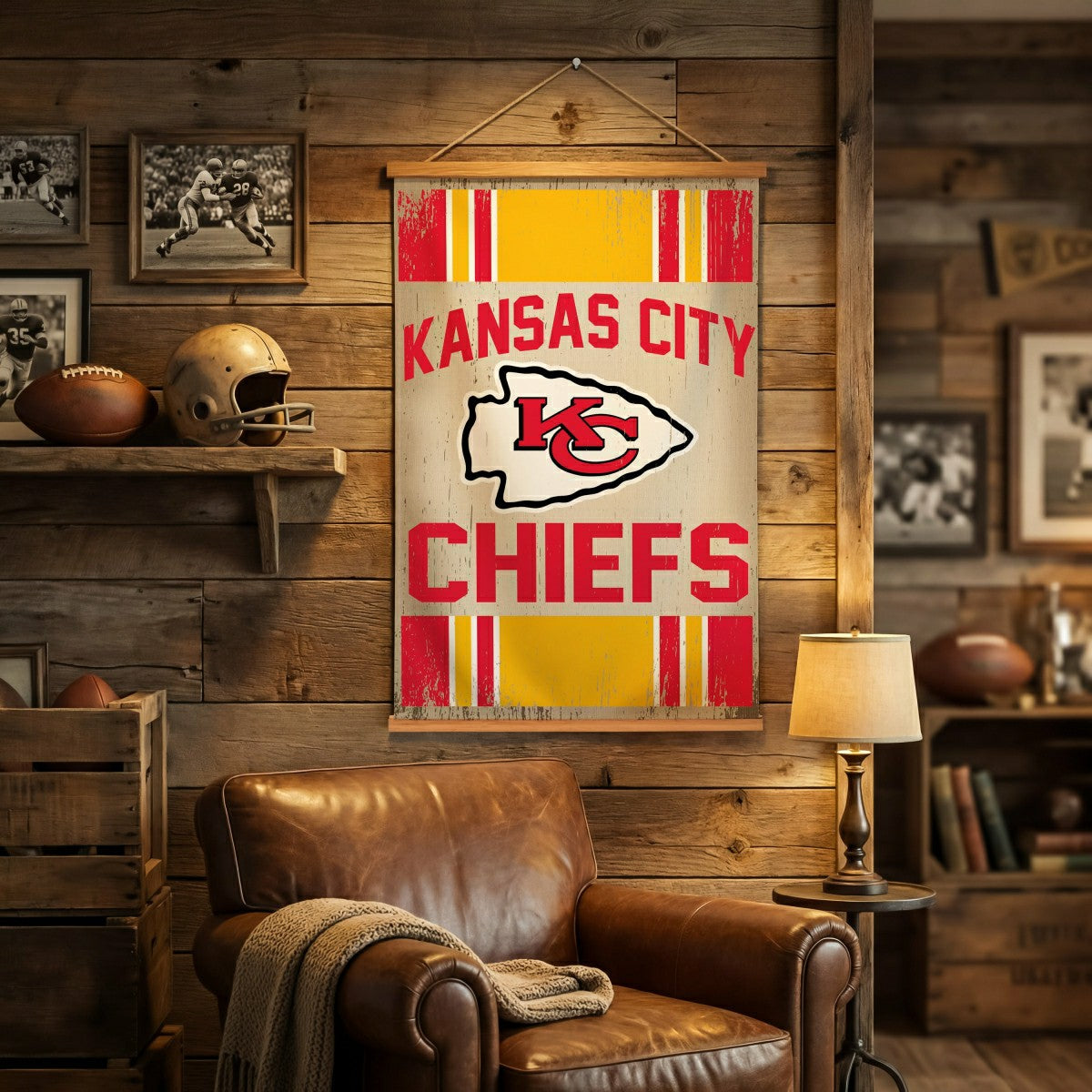 Kansas City Chiefs, Canvas Wall Tapestry, Medium, 36x24 - Home