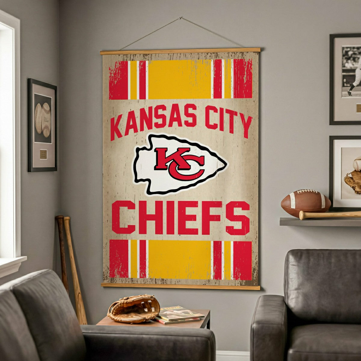Kansas City Chiefs, Canvas Wall Tapestry, Large, 54x36 - Home