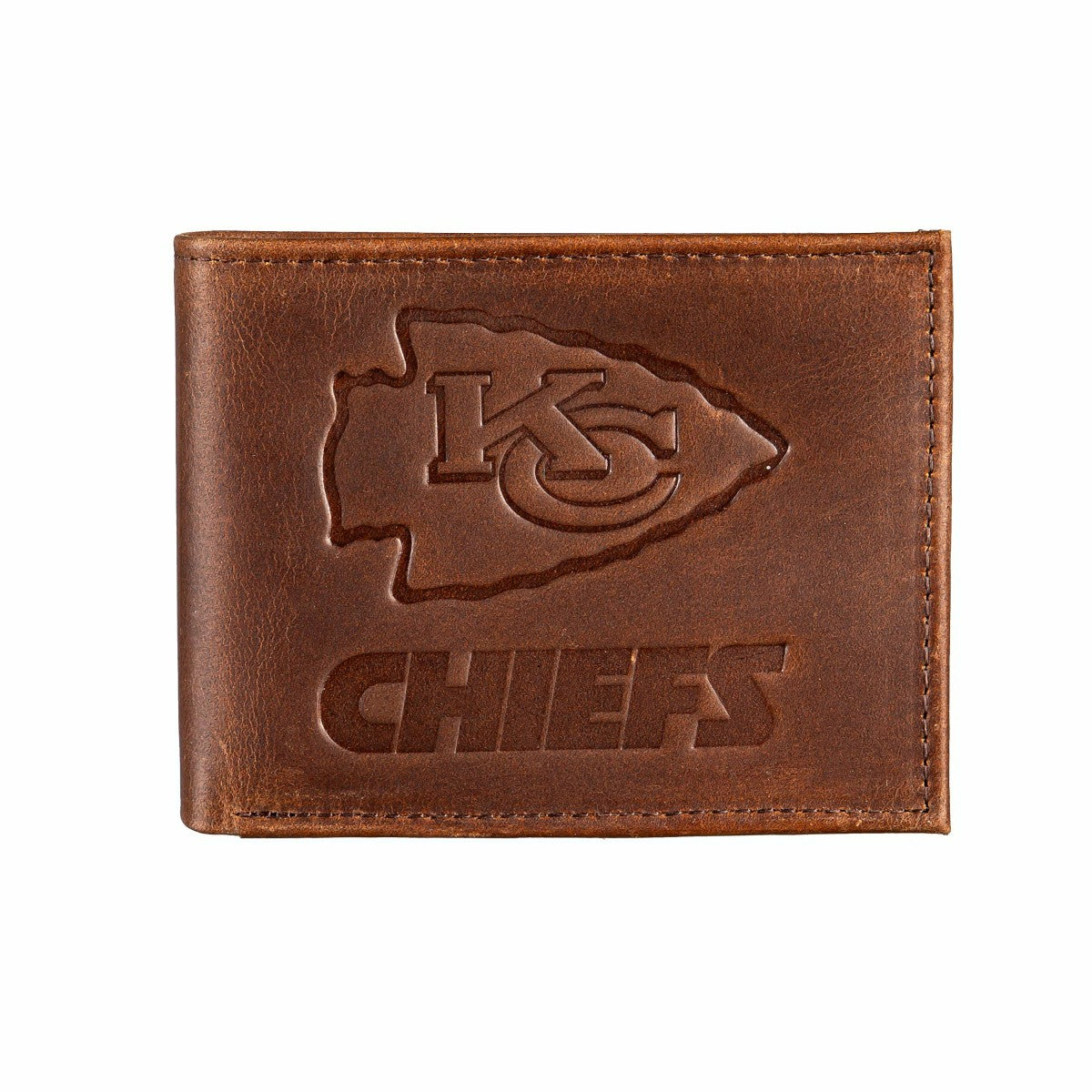 Kansas City Chiefs, Bi-Fold Wallet, Brown, CH, 100% Genuine Leather - Home
