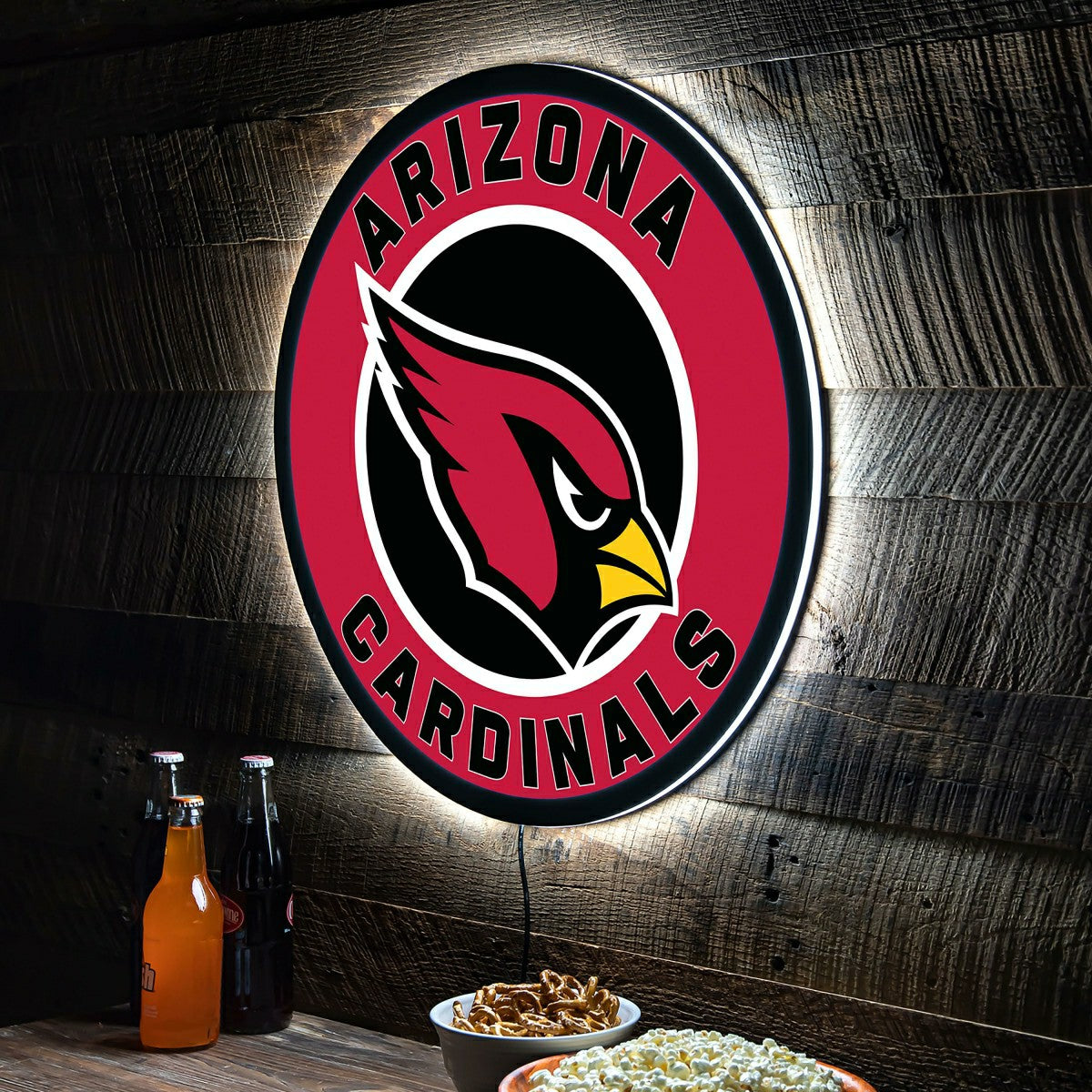 LED Wall Decor, Round, Arizona Cardinals - Home