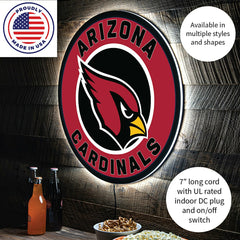 LED Wall Decor, Round, Arizona Cardinals - Home