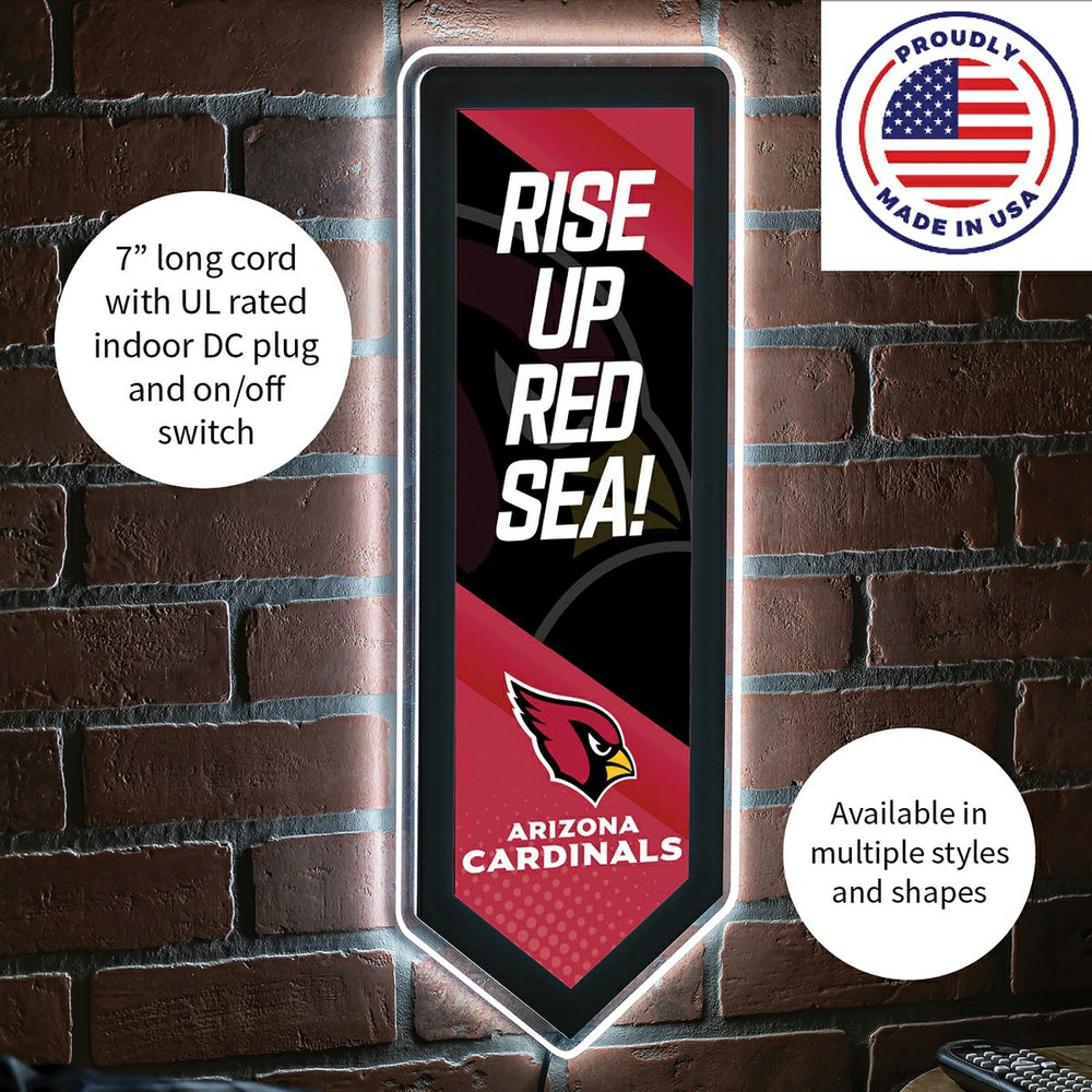 LED Wall Decor, Pennant, Arizona Cardinals - Home