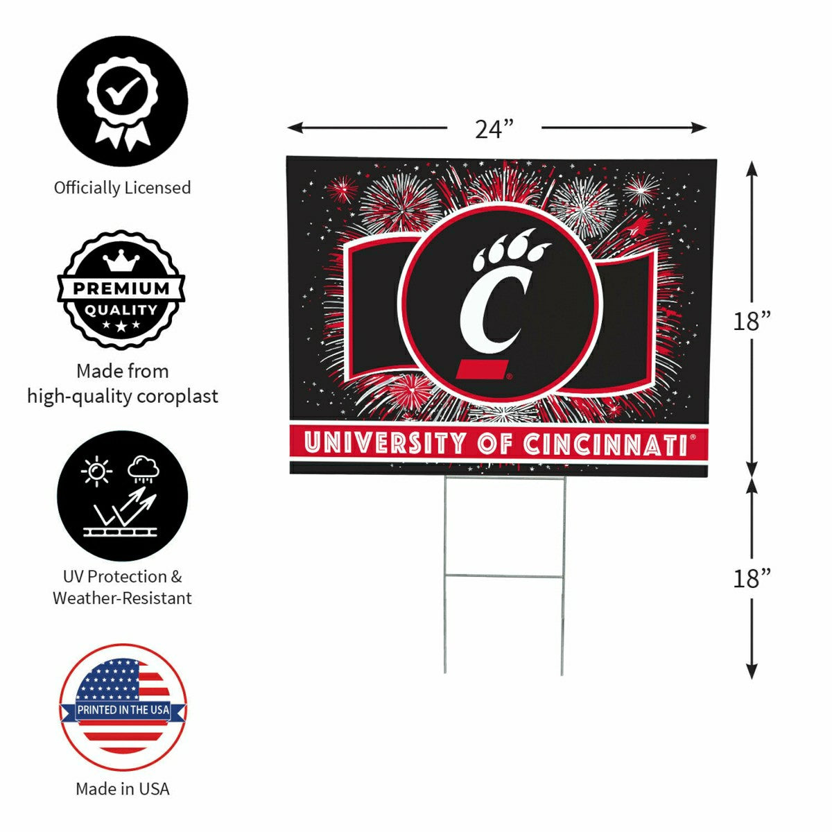 University of Cincinnati Yard Sign, Patriotic - Home