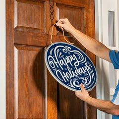 Dallas Cowboys Holiday Round Door Décor with Hanging Rope, 18x18 - Home