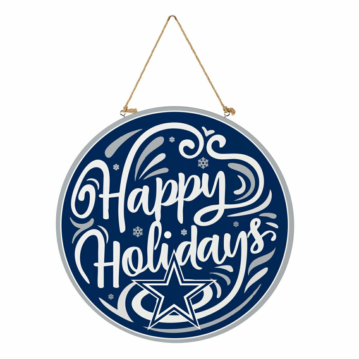 Dallas Cowboys Holiday Round Door Décor with Hanging Rope, 18x18 - Home