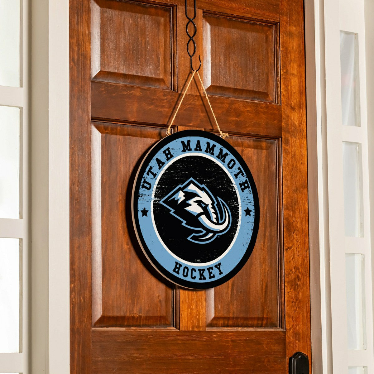 Utah Hockey Club Round Door Décor with Hanging Rope, 18x18 - Home
