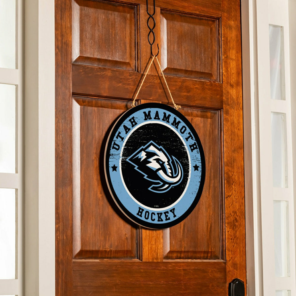 Utah Hockey Club Round Door Décor with Hanging Rope, 18x18 - Home