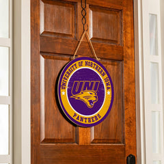 University of Northern Iowa Round Door Décor with Hanging Rope, 18x18 - Home