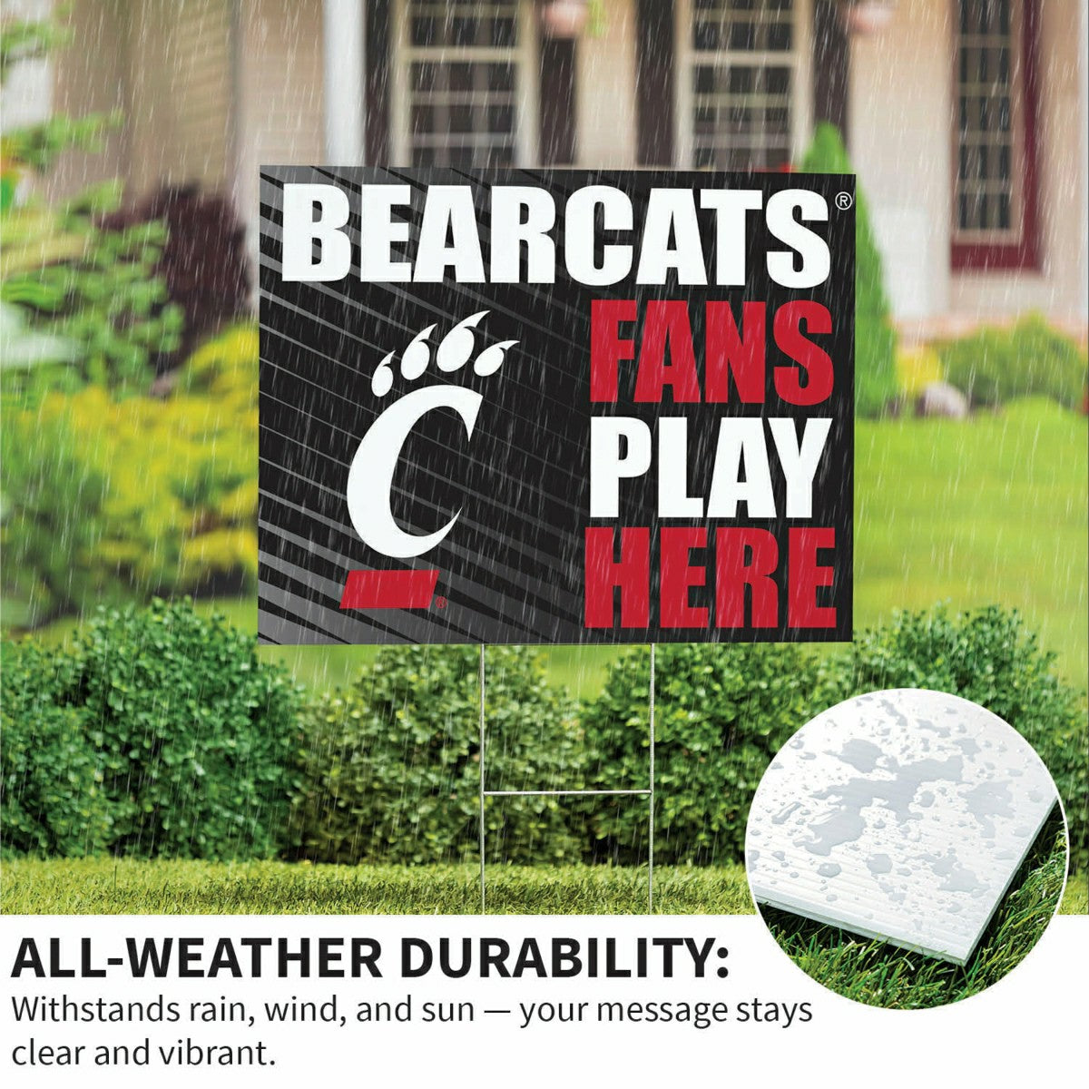 University of Cincinnati Coroplast Yard Sign "Fans Play Here" - Home