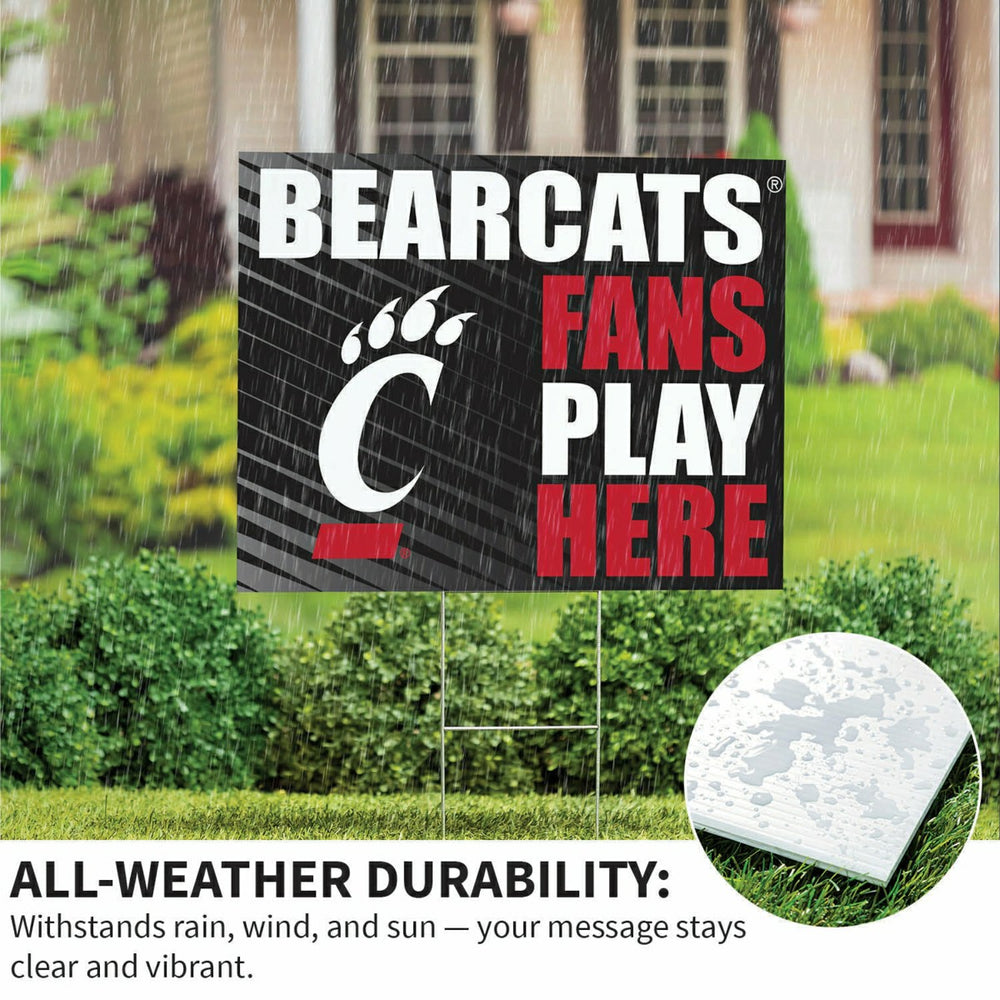 University of Cincinnati Coroplast Yard Sign "Fans Play Here" - Home