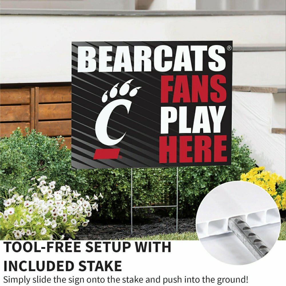 University of Cincinnati Coroplast Yard Sign "Fans Play Here" - Home