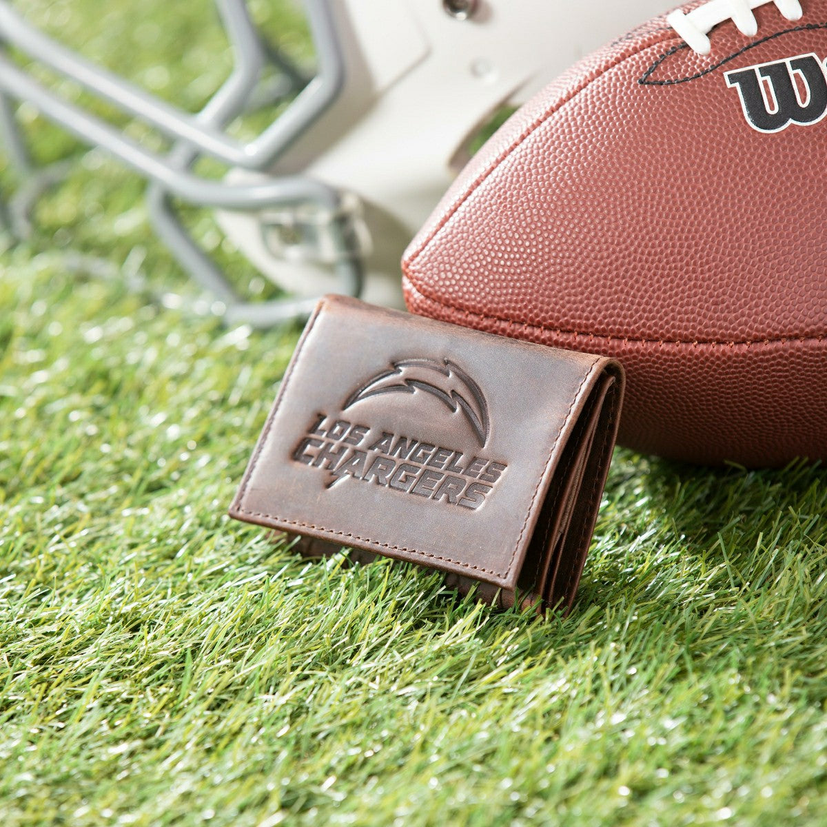 Los Angeles Chargers, Tri-Fold Wallet, Brown, CH, 100% Genuine Leather - Home