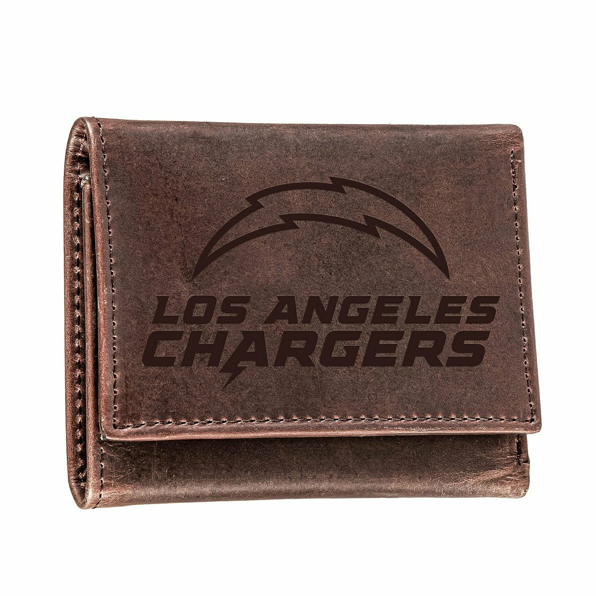 Los Angeles Chargers, Tri-Fold Wallet, Brown, CH, 100% Genuine Leather - Home