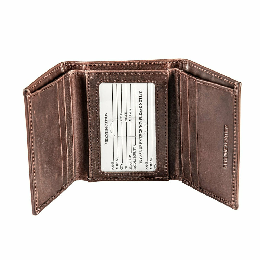 Los Angeles Chargers, Tri-Fold Wallet, Brown, CH, 100% Genuine Leather - Home