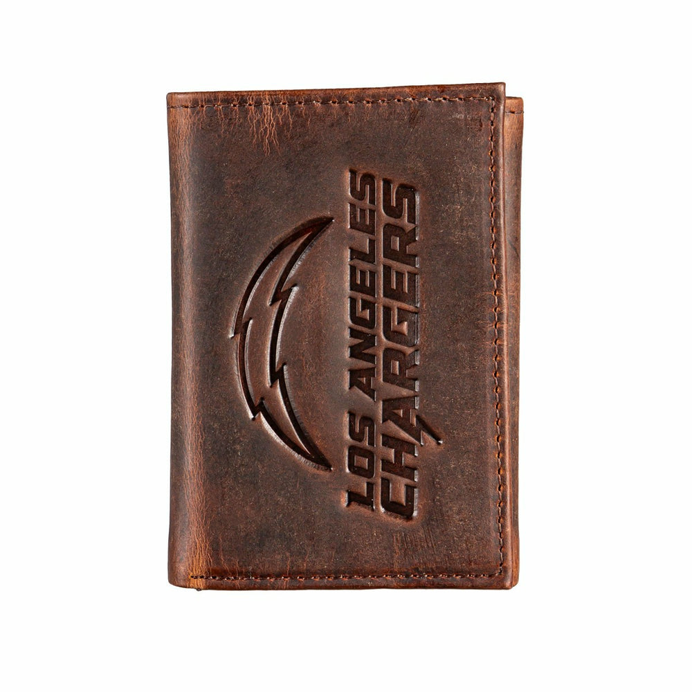 Los Angeles Chargers, Tri-Fold Wallet, Brown, CH, 100% Genuine Leather - Home