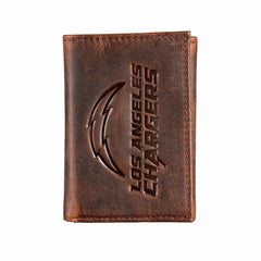 Los Angeles Chargers, Tri-Fold Wallet, Brown, CH, 100% Genuine Leather - Home