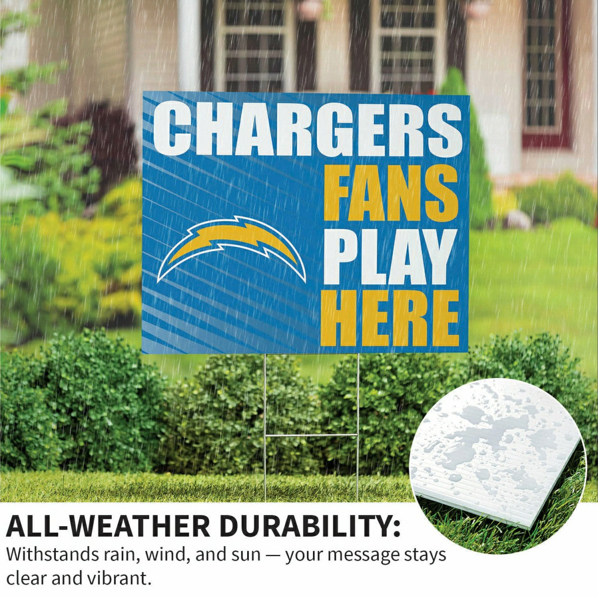Los Angeles Chargers Coroplast Yard Sign "Fans Play Here" - Home