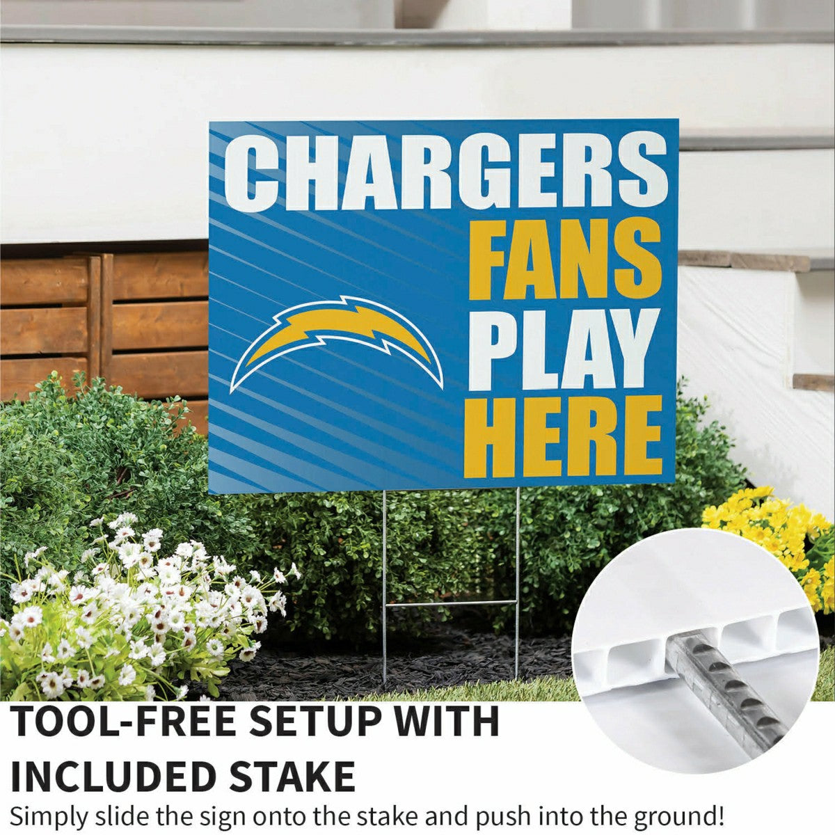 Los Angeles Chargers Coroplast Yard Sign "Fans Play Here" - Home