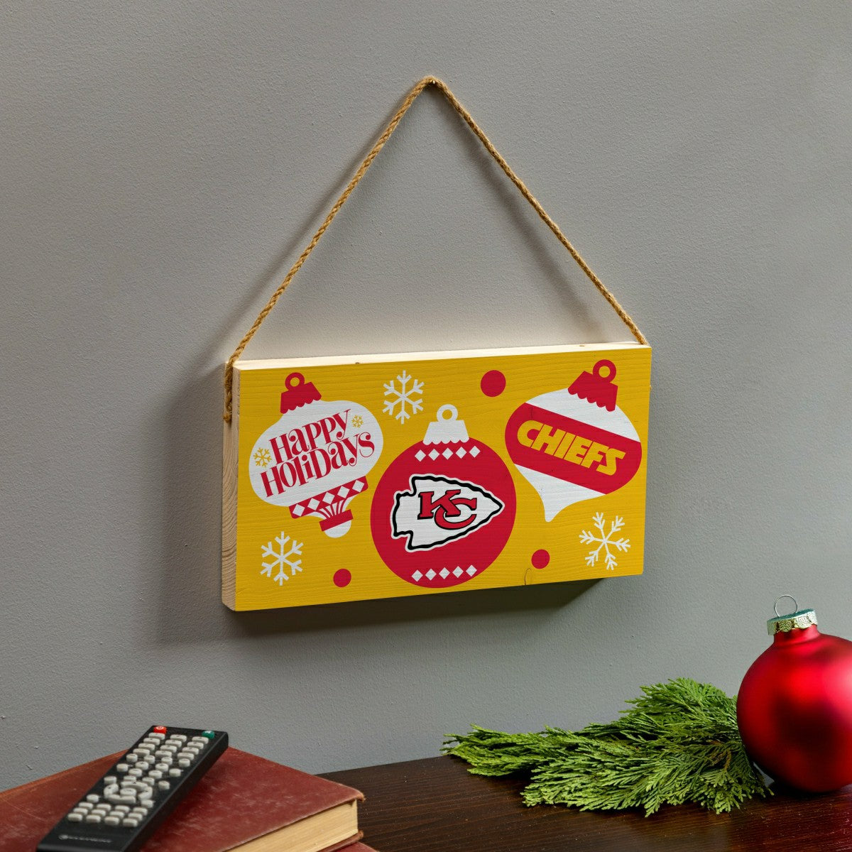 Kansas City Chiefs Holiday Wood Wall Sign, 6x11 - Home