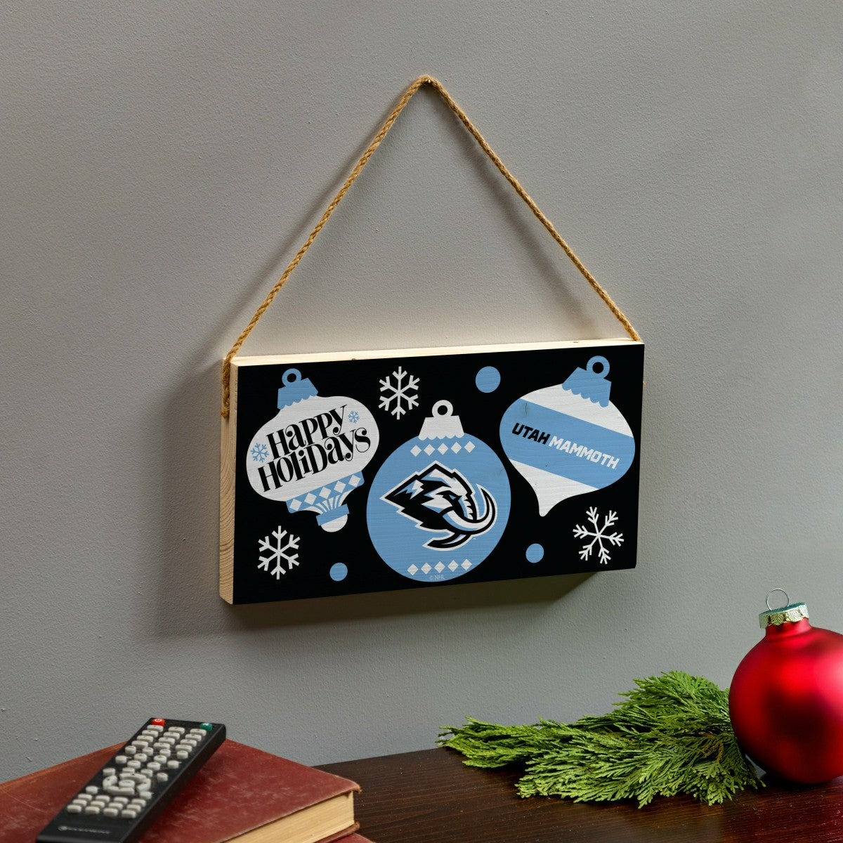 Utah Mammoth Holiday Wood Wall Sign, 6x11 - Home