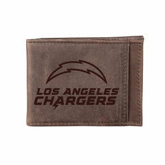 Front Pocket Wallet w/ RFID Blocking, Los Angeles Chargers, Brown - Home