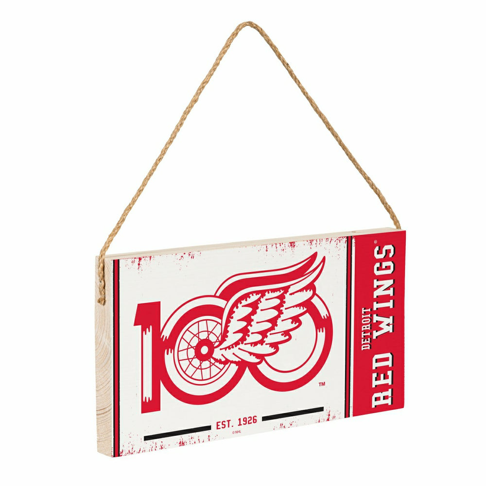 Detroit Red Wings,100 Anniversary Wood Wall Sign, 6x11 - Home