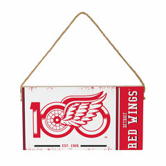 Detroit Red Wings,100 Anniversary Wood Wall Sign, 6x11 - Home