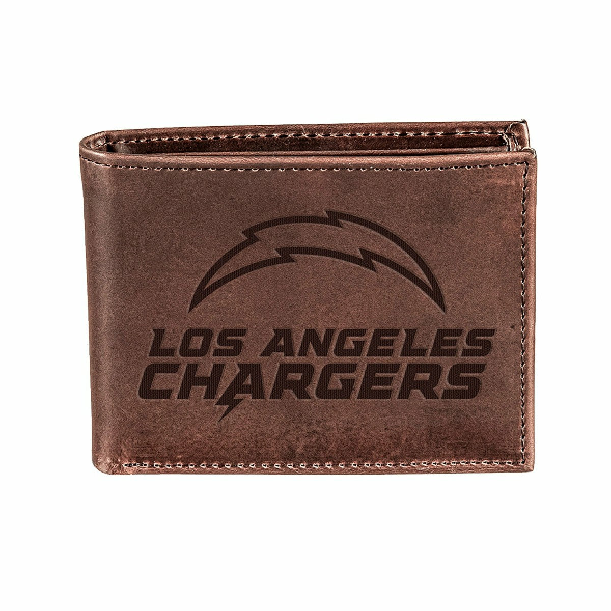 Los Angeles Chargers, Bi-Fold Wallet, Brown, CH, 100% Genuine Leather - Home