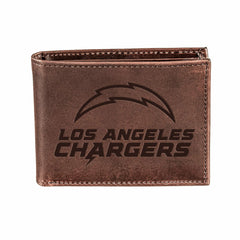 Los Angeles Chargers, Bi-Fold Wallet, Brown, CH, 100% Genuine Leather - Home